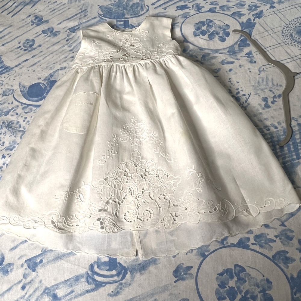 Vintage Girls Paper White Battenburg Open-Back Jumper
